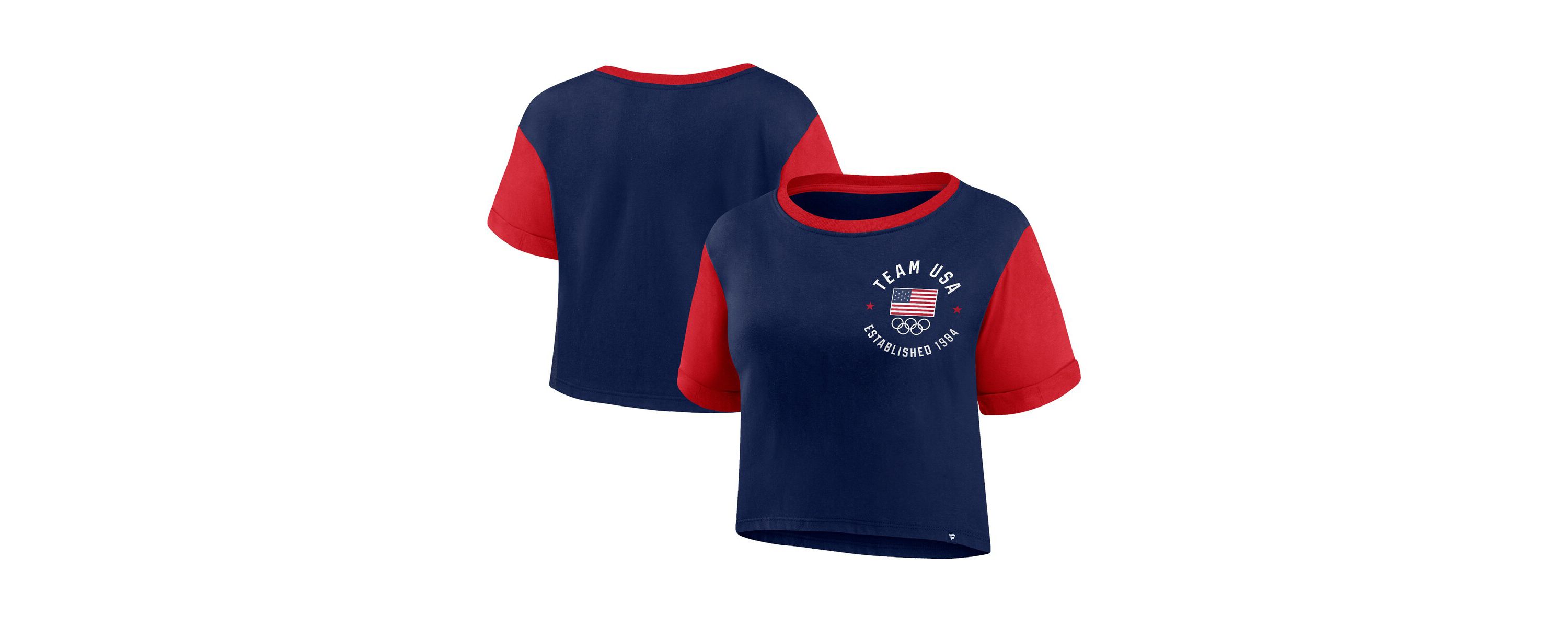 Olympics Fanatics Team USA Circle Badge Cropped Fashion T-Shirt
