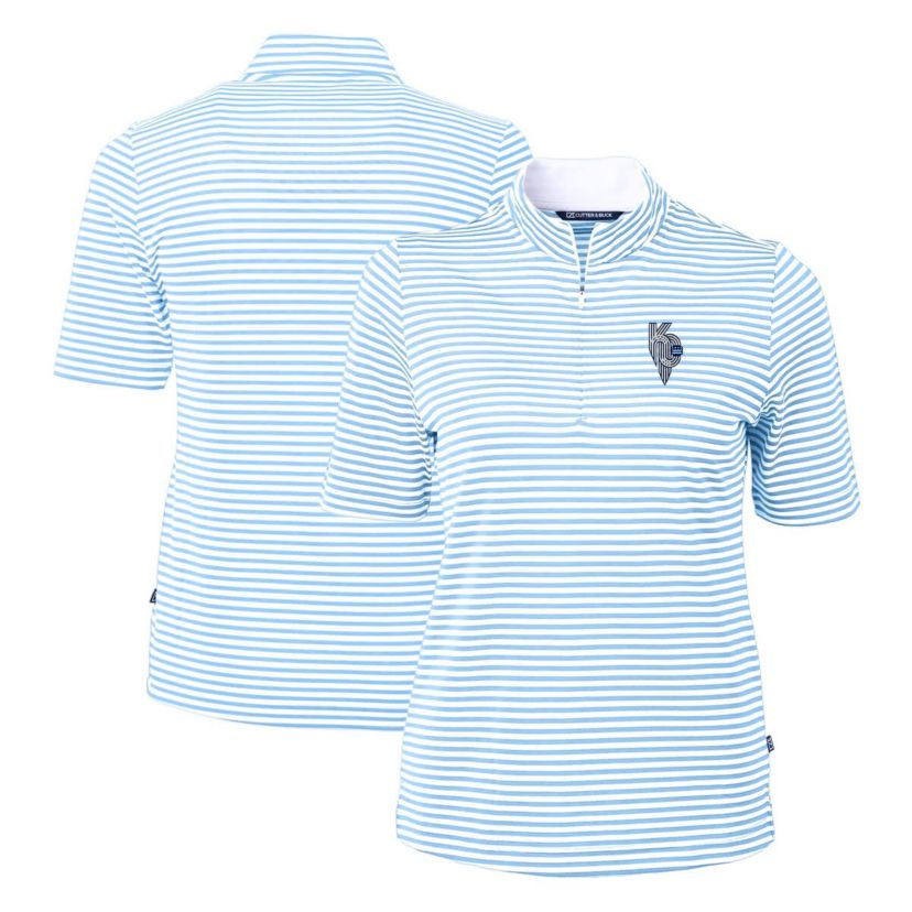 MLB Light Kansas City Royals City Connect DryTec Virtue Eco Pique Stripe Recycled Quarter-Zip Pullover Top