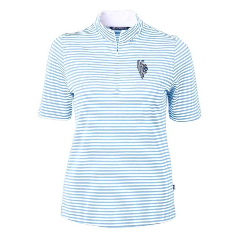 MLB Light Kansas City Royals City Connect DryTec Virtue Eco Pique Stripe Recycled Quarter-Zip Pullover Top
