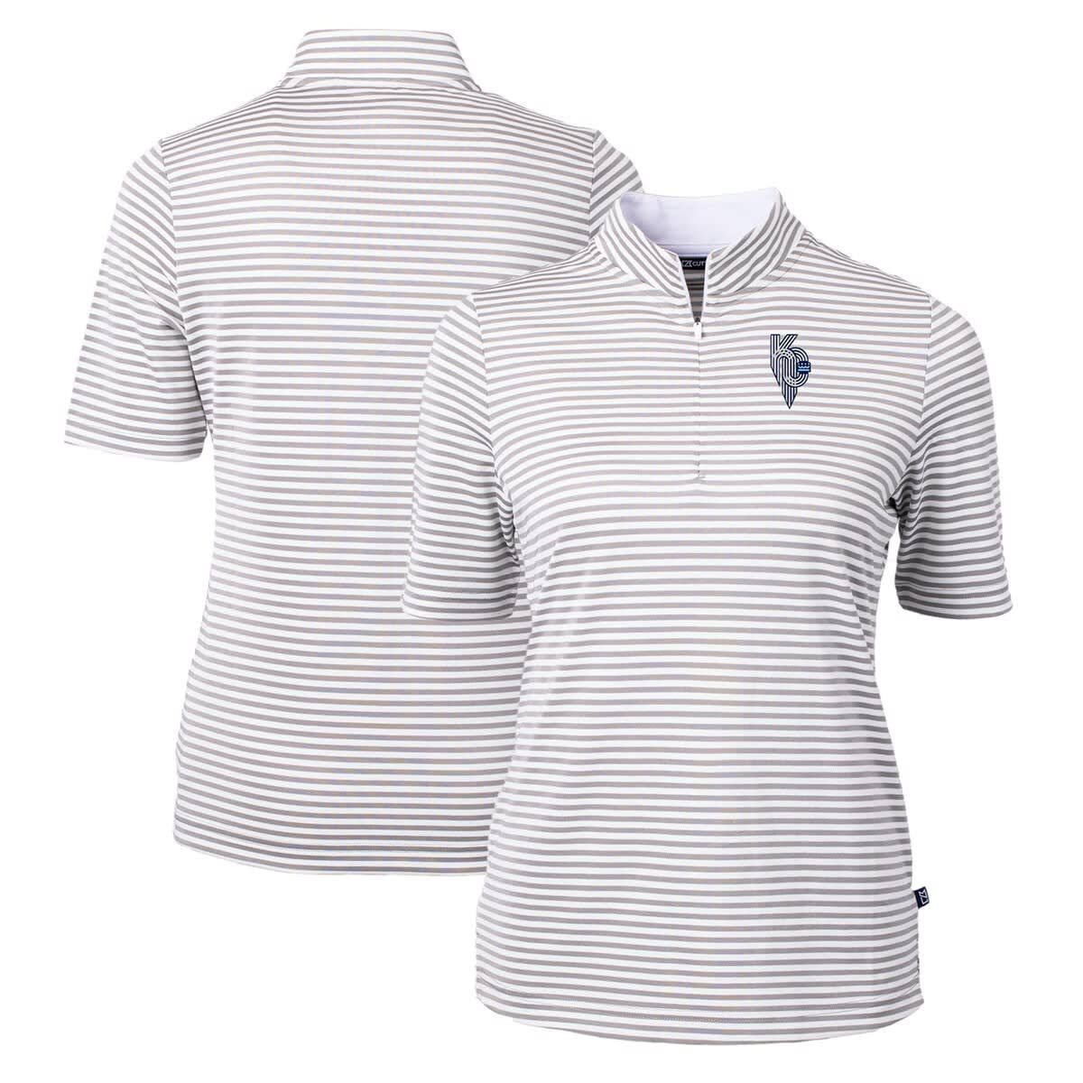 MLB Kansas City Royals City Connect DryTec Virtue Eco Pique Stripe Recycled Quarter-Zip Pullover Top