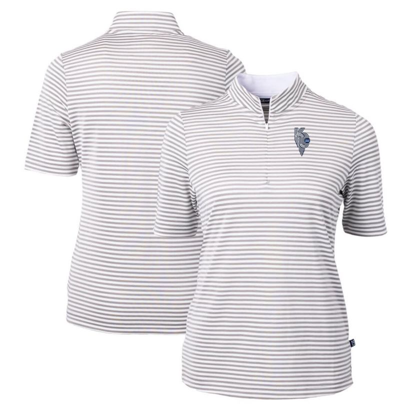 MLB Kansas City Royals City Connect DryTec Virtue Eco Pique Stripe Recycled Quarter-Zip Pullover Top