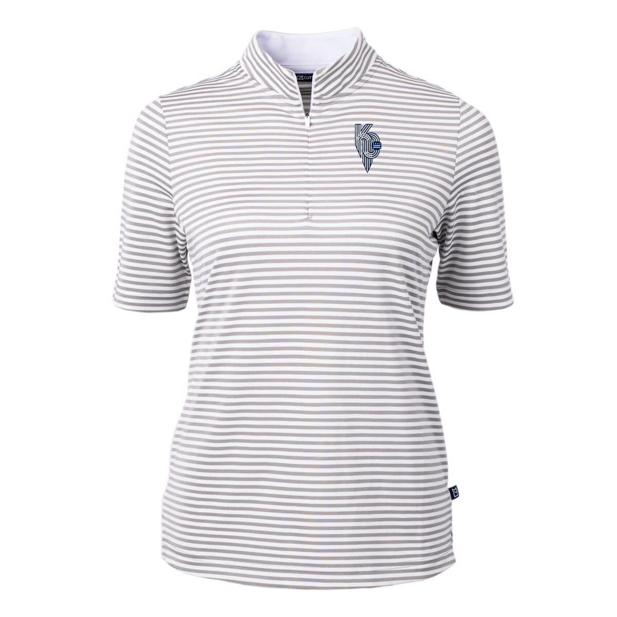 MLB Kansas City Royals City Connect DryTec Virtue Eco Pique Stripe Recycled Quarter-Zip Pullover Top