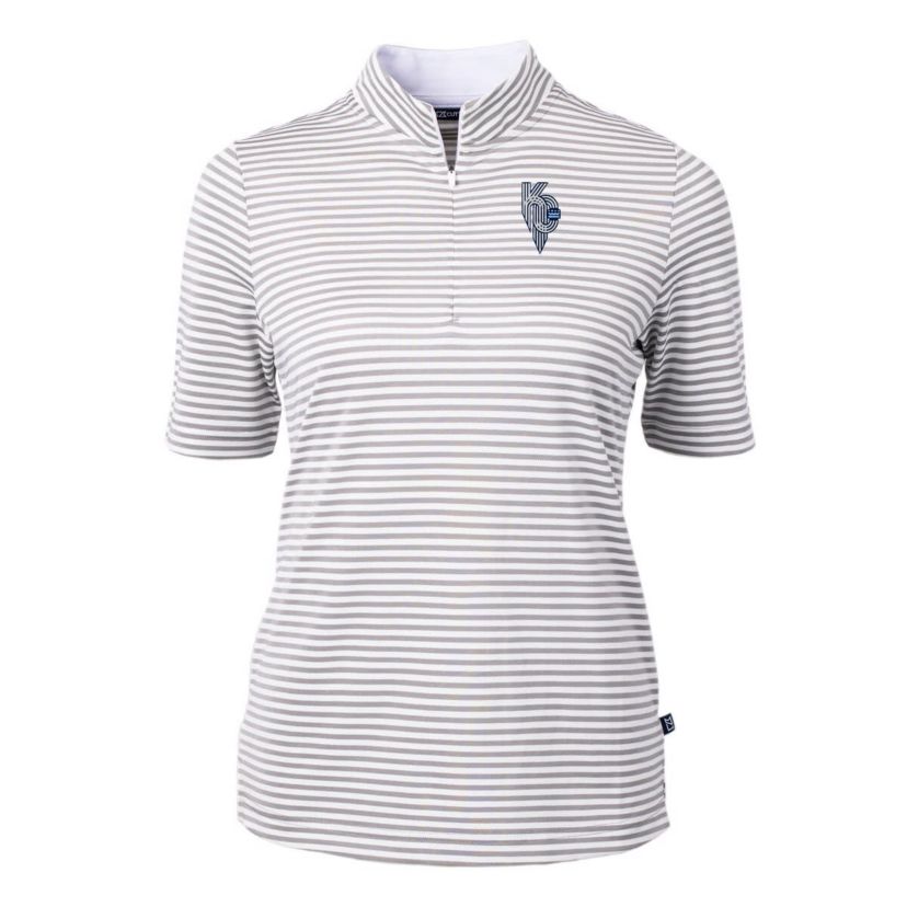 MLB Kansas City Royals City Connect DryTec Virtue Eco Pique Stripe Recycled Quarter-Zip Pullover Top