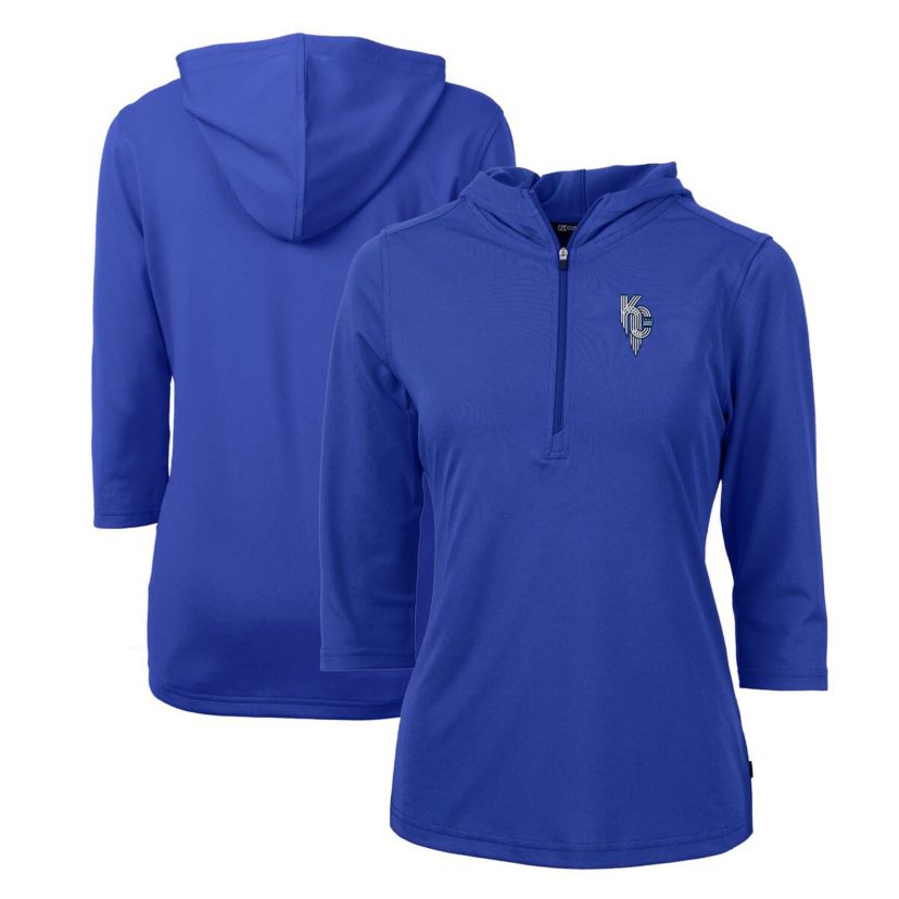 MLB Kansas City Royals City Connect DryTec Virtue Eco Pique Recycled 3/4-Sleeve Half-Zip Pullover Hoodie