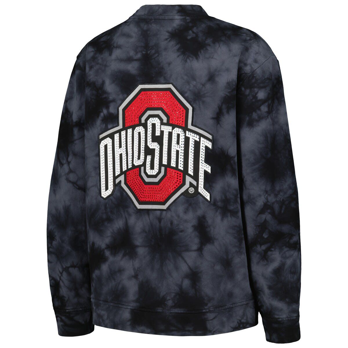 NCAA Ohio State Buckeyes Jeweled Tie-Dye Button-Up V-Neck Sweater