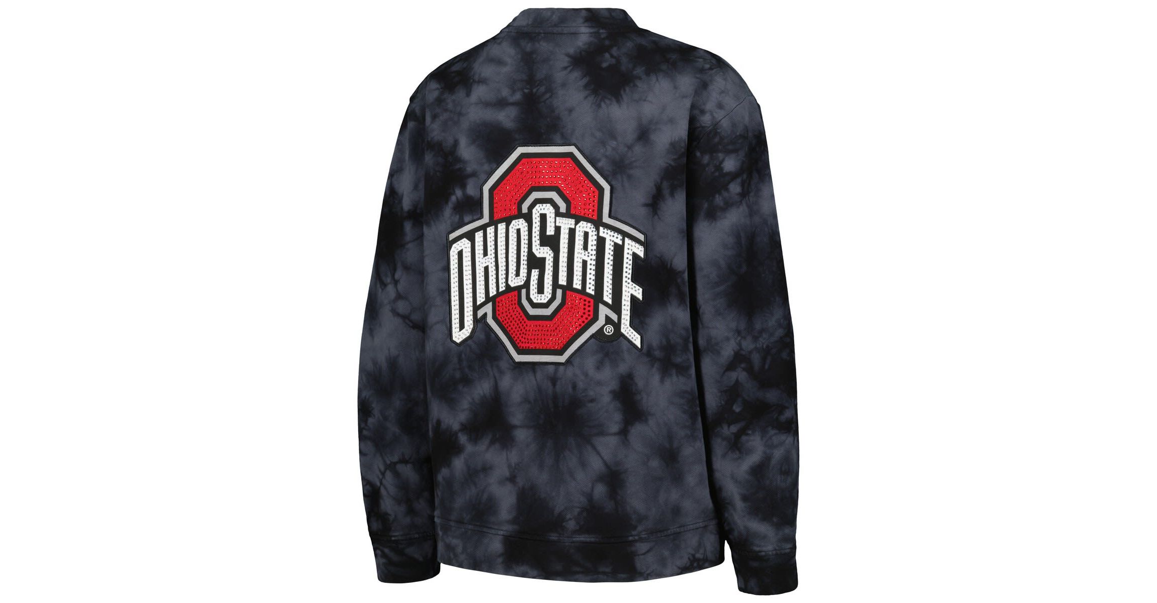 NCAA Ohio State Buckeyes Jeweled Tie-Dye Button-Up V-Neck Sweater