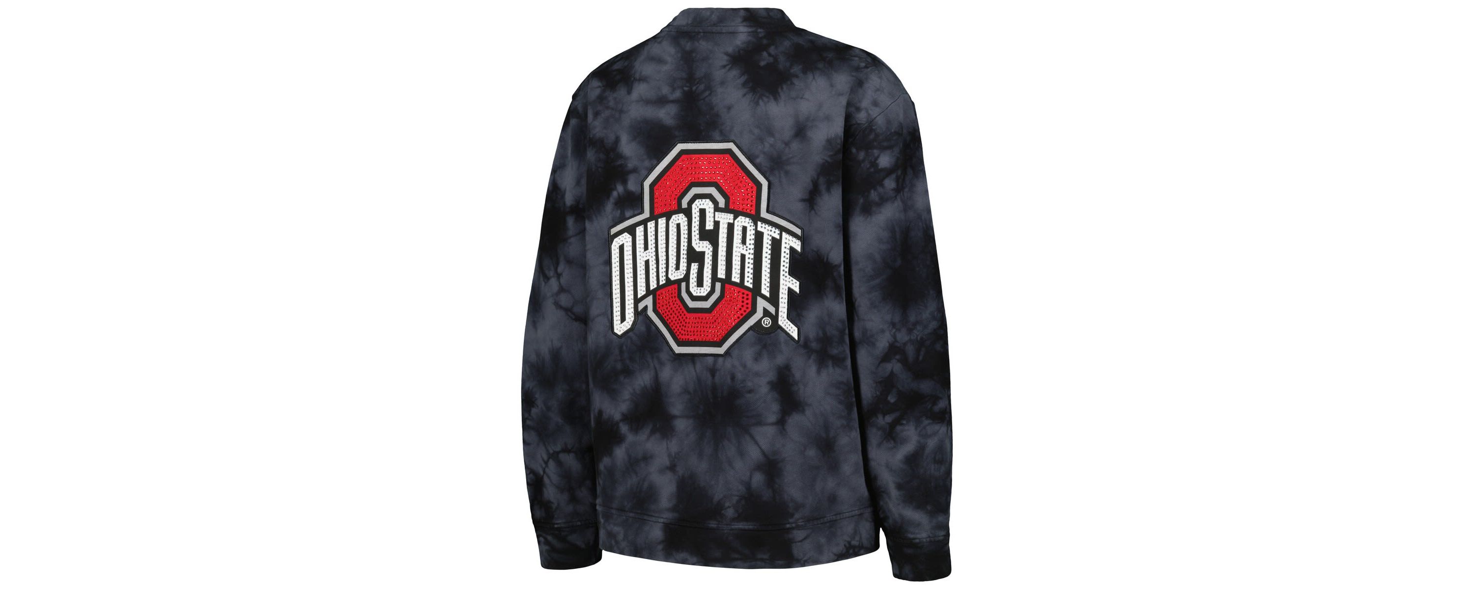 NCAA Ohio State Buckeyes Jeweled Tie-Dye Button-Up V-Neck Sweater