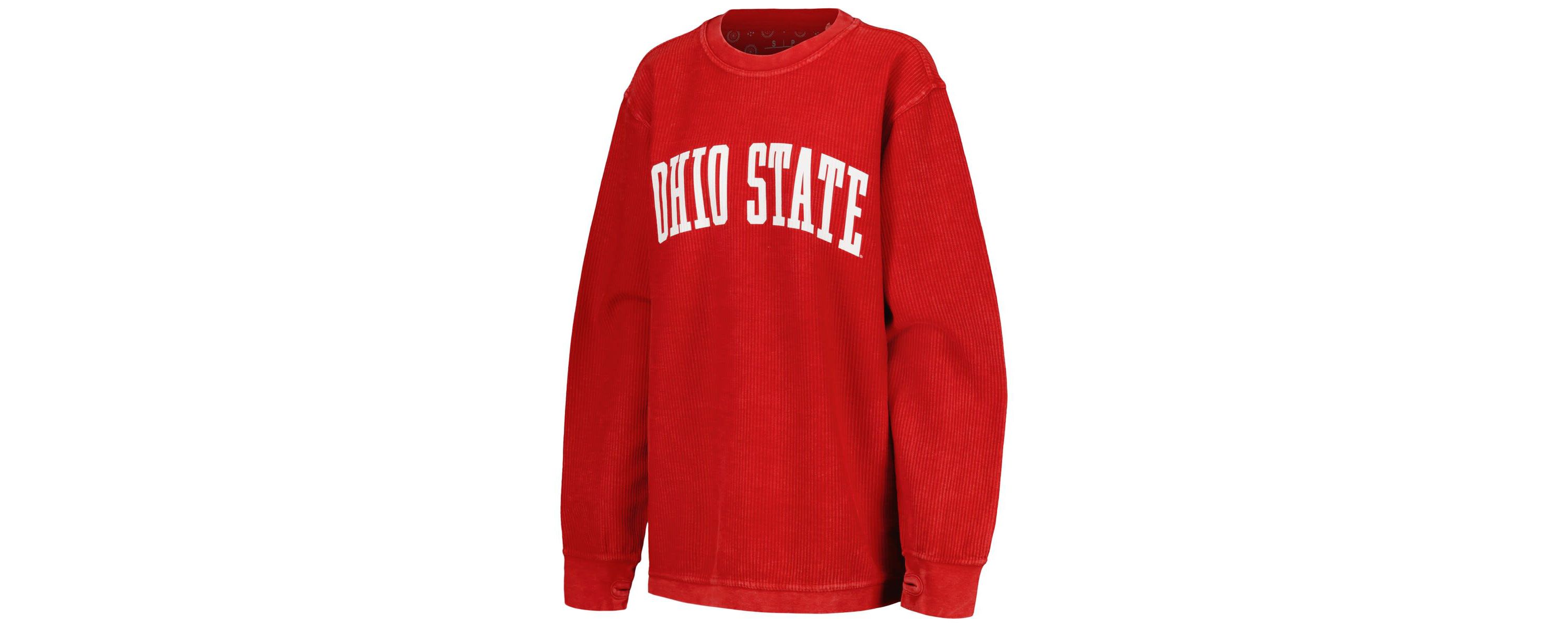 NCAA Ohio State Buckeyes Comfy Corded Vintage Wash Basic Arch Pullover Sweatshirt