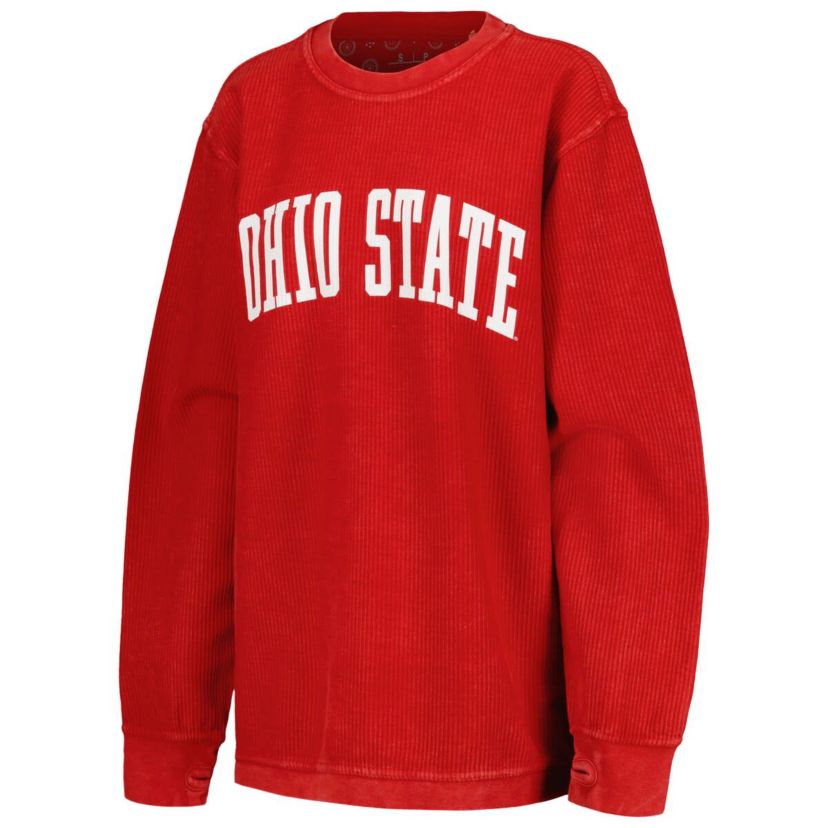 NCAA Ohio State Buckeyes Comfy Corded Vintage Wash Basic Arch Pullover Sweatshirt