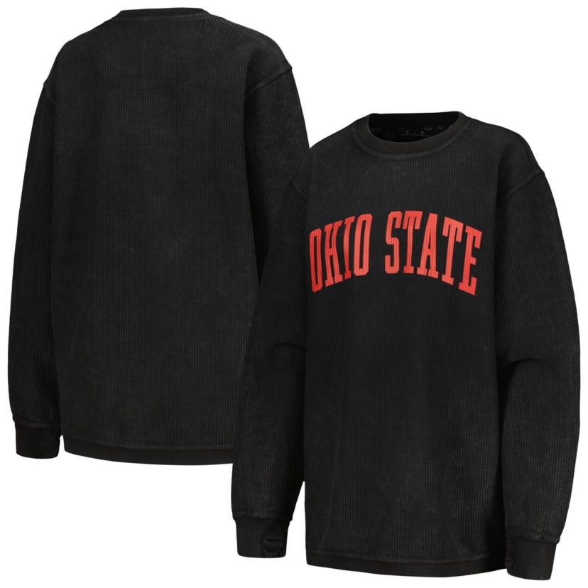 NCAA Ohio State Buckeyes Comfy Corded Vintage Wash Basic Arch Pullover Sweatshirt