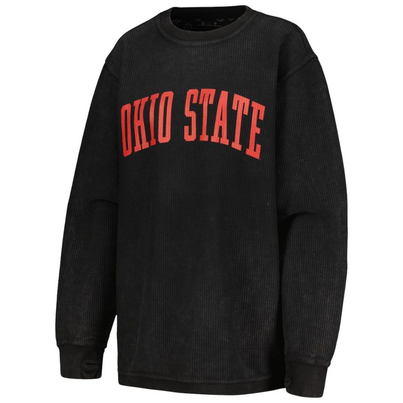 NCAA Ohio State Buckeyes Comfy Corded Vintage Wash Basic Arch Pullover Sweatshirt