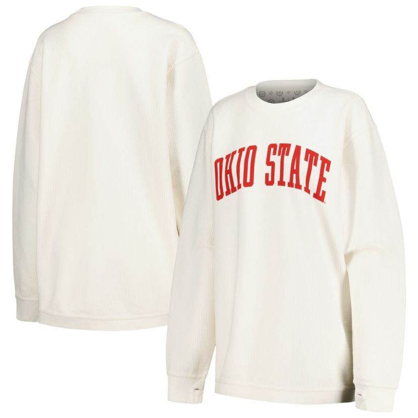 NCAA Ohio State Buckeyes Comfy Corded Vintage Wash Basic Arch Pullover Sweatshirt