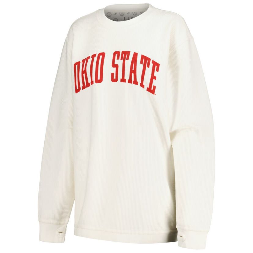 NCAA Ohio State Buckeyes Comfy Corded Vintage Wash Basic Arch Pullover Sweatshirt