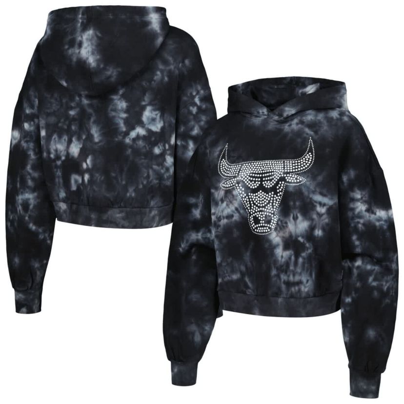 NBA Chicago Bulls Tie-Dye Cropped Pullover Hoodie