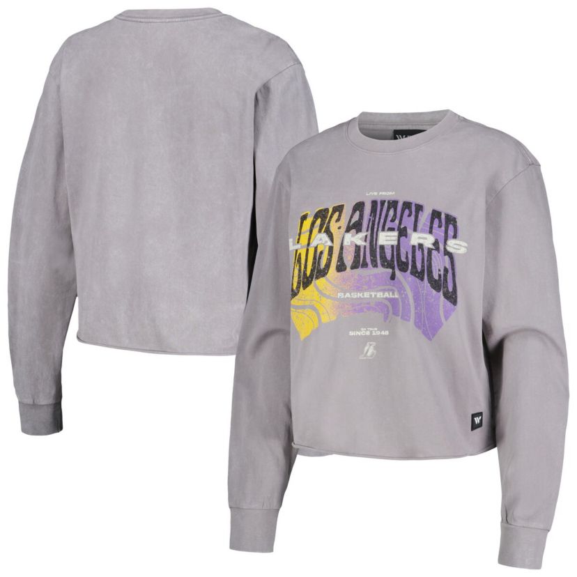 NBA Los Angeles Lakers Band Cropped Long Sleeve T-Shirt