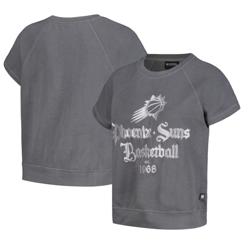 NBA Phoenix Suns Embroidered Fleece Raglan Short Sleeve Pullover Sweatshirt