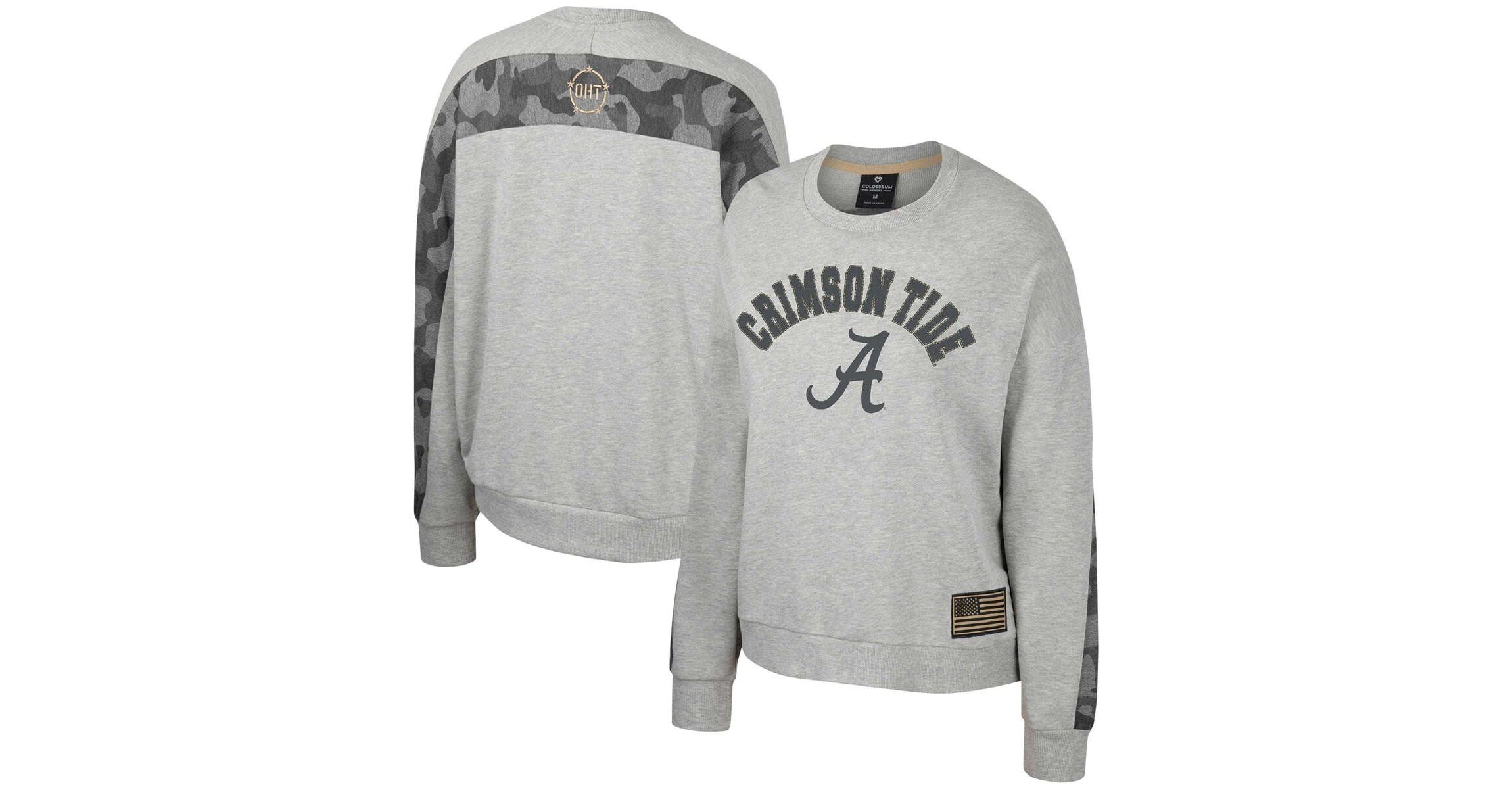 Alabama Crimson Tide NCAA Alabama Tide OHT Military Appreciation Flag Rank Dolman Pullover Sweatshirt