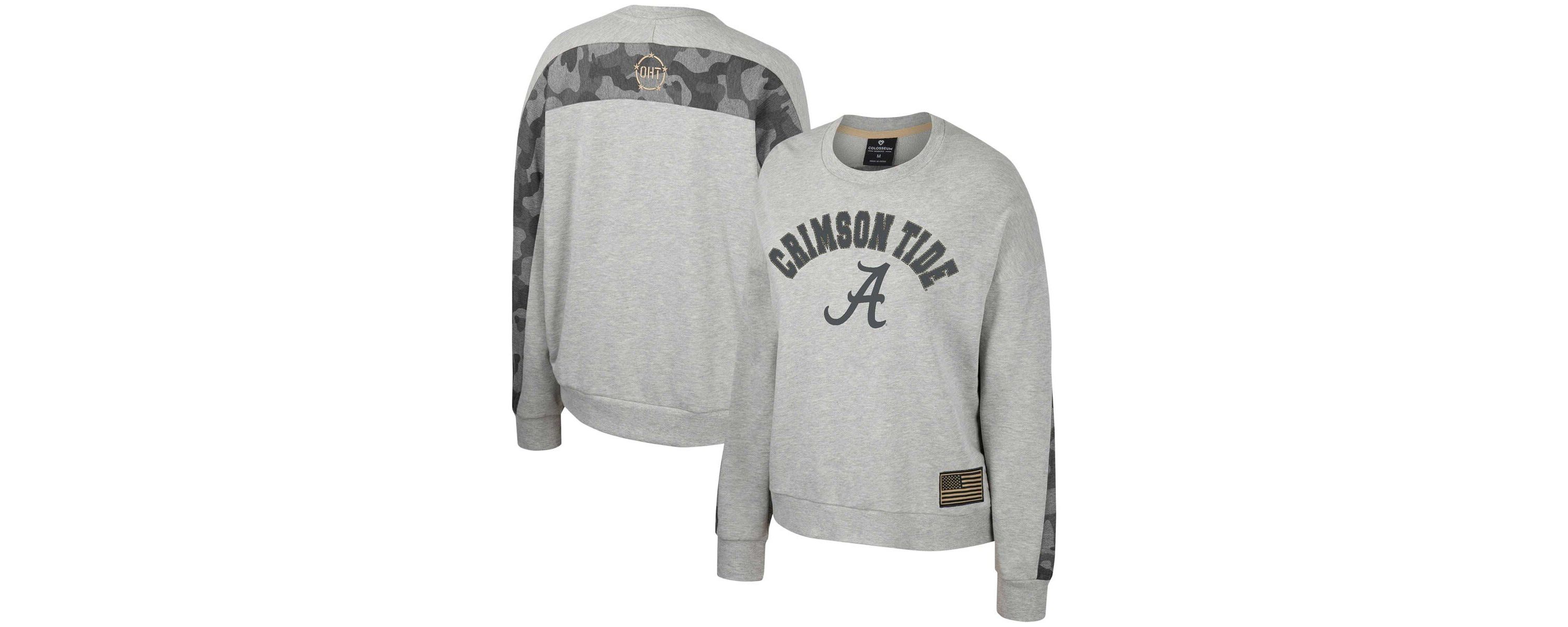 Alabama Crimson Tide NCAA Alabama Tide OHT Military Appreciation Flag Rank Dolman Pullover Sweatshirt
