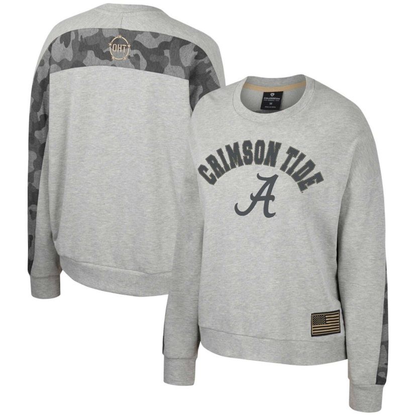 Alabama Crimson Tide NCAA Alabama Tide OHT Military Appreciation Flag Rank Dolman Pullover Sweatshirt