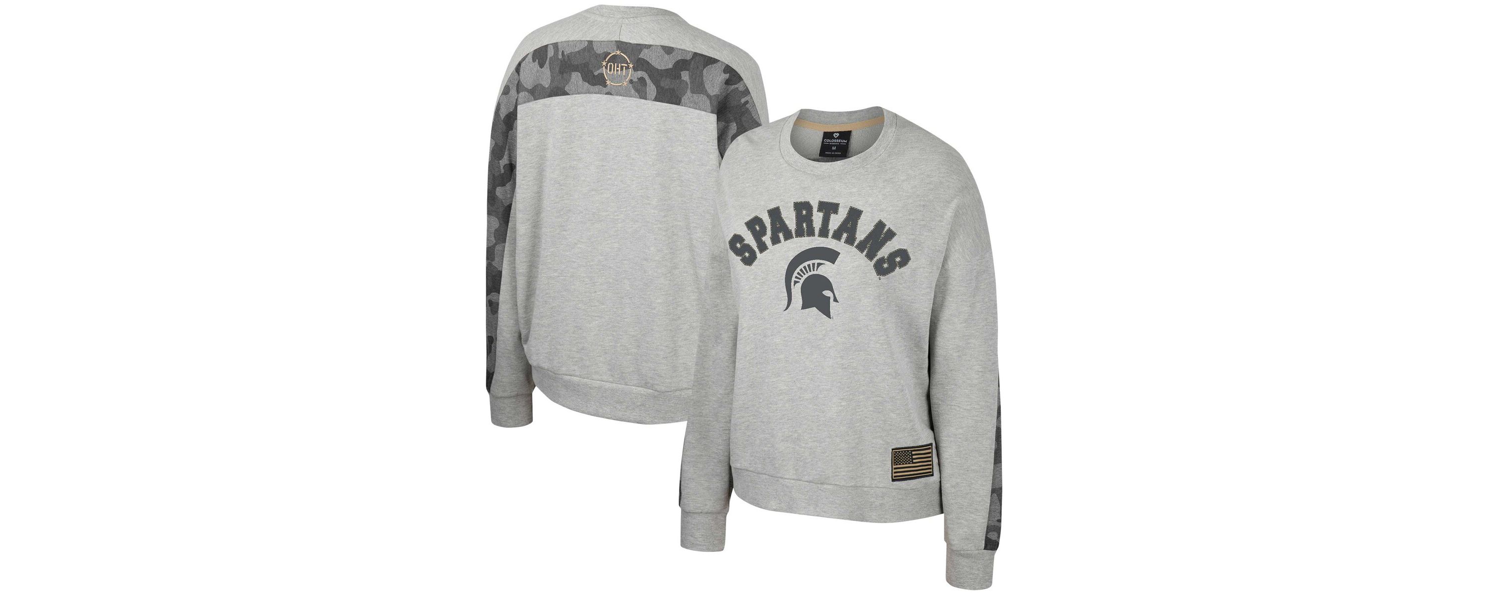 NCAA Michigan State Spartans OHT Military Appreciation Flag Rank Dolman Pullover Sweatshirt