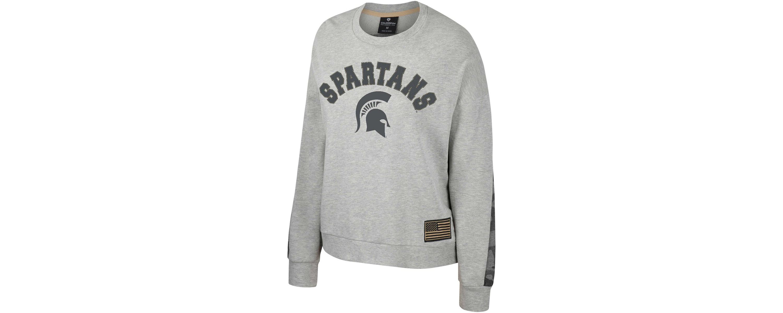 NCAA Michigan State Spartans OHT Military Appreciation Flag Rank Dolman Pullover Sweatshirt