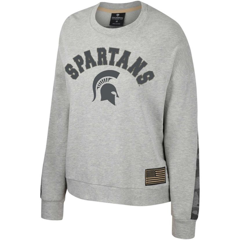 NCAA Michigan State Spartans OHT Military Appreciation Flag Rank Dolman Pullover Sweatshirt