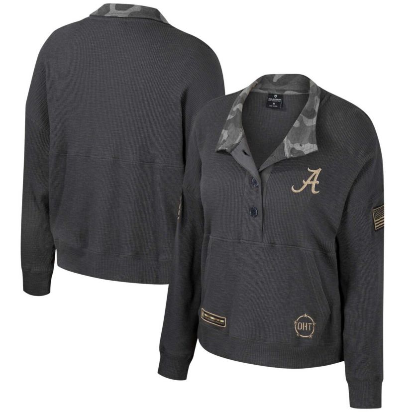 Alabama Crimson Tide NCAA Alabama Tide OHT Military Appreciation Payback Henley Thermal Sweatshirt