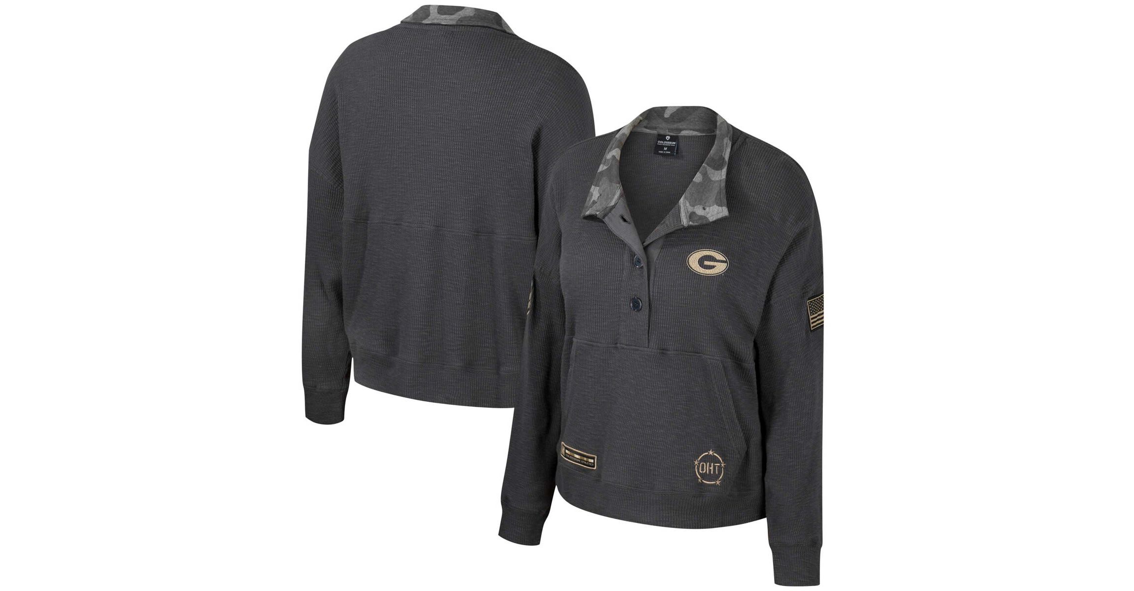 NCAA Georgia Bulldogs OHT Military Appreciation Payback Henley Thermal Sweatshirt