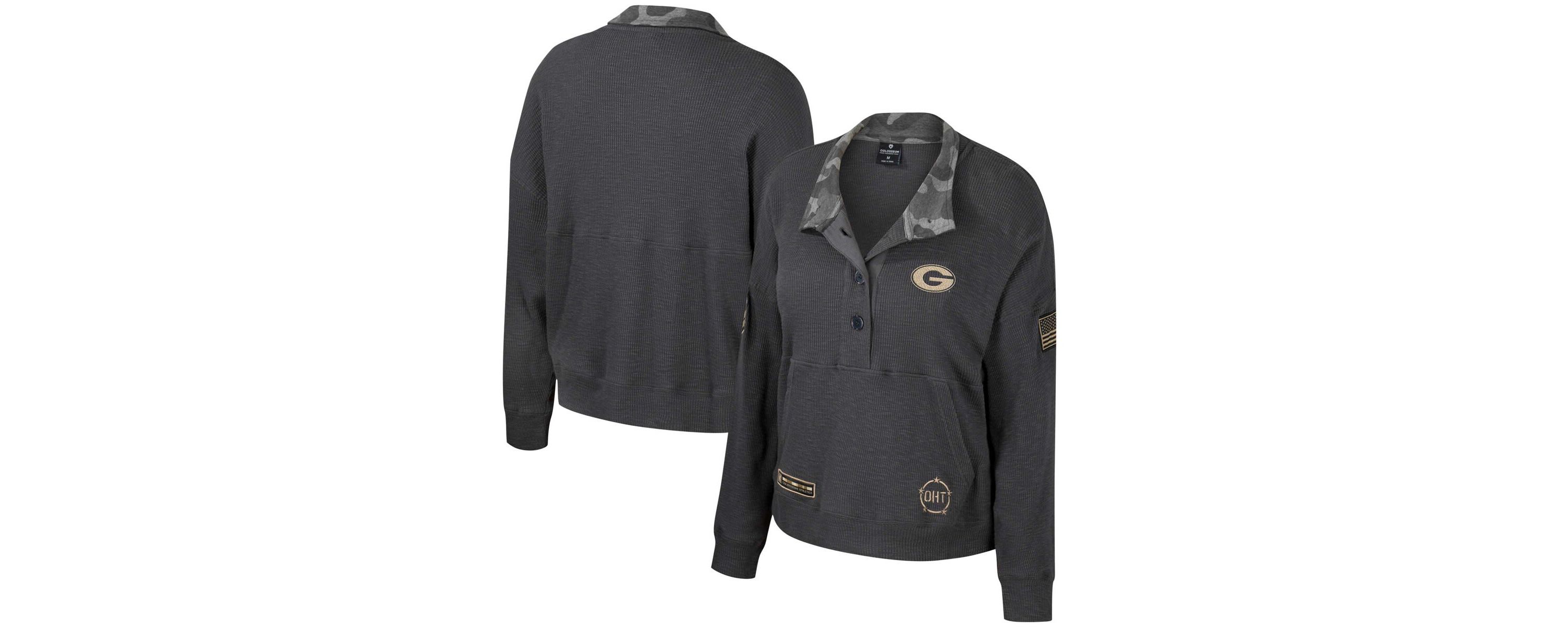 NCAA Georgia Bulldogs OHT Military Appreciation Payback Henley Thermal Sweatshirt