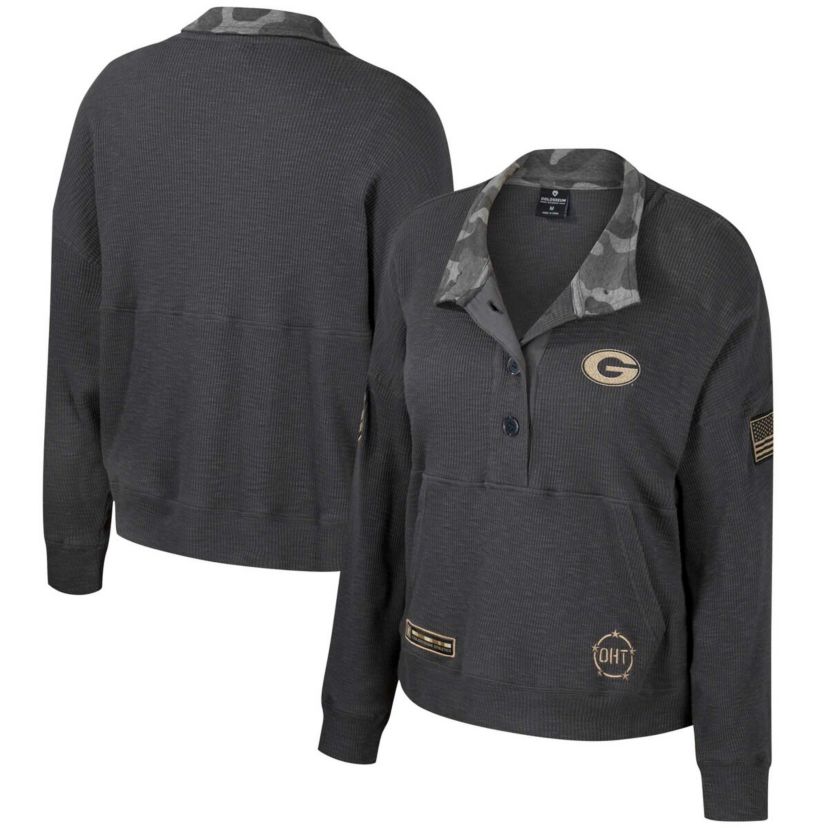 NCAA Georgia Bulldogs OHT Military Appreciation Payback Henley Thermal Sweatshirt