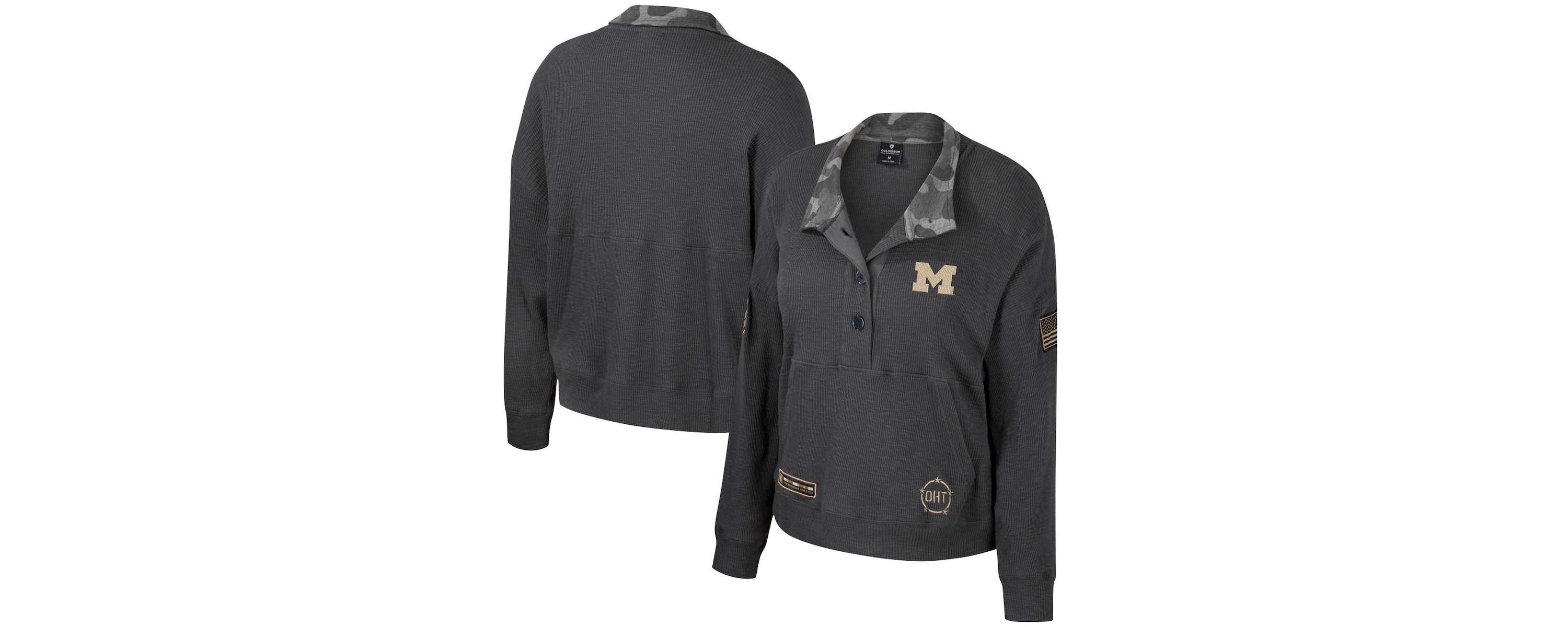 NCAA Michigan Wolverines OHT Military Appreciation Payback Henley Thermal Sweatshirt
