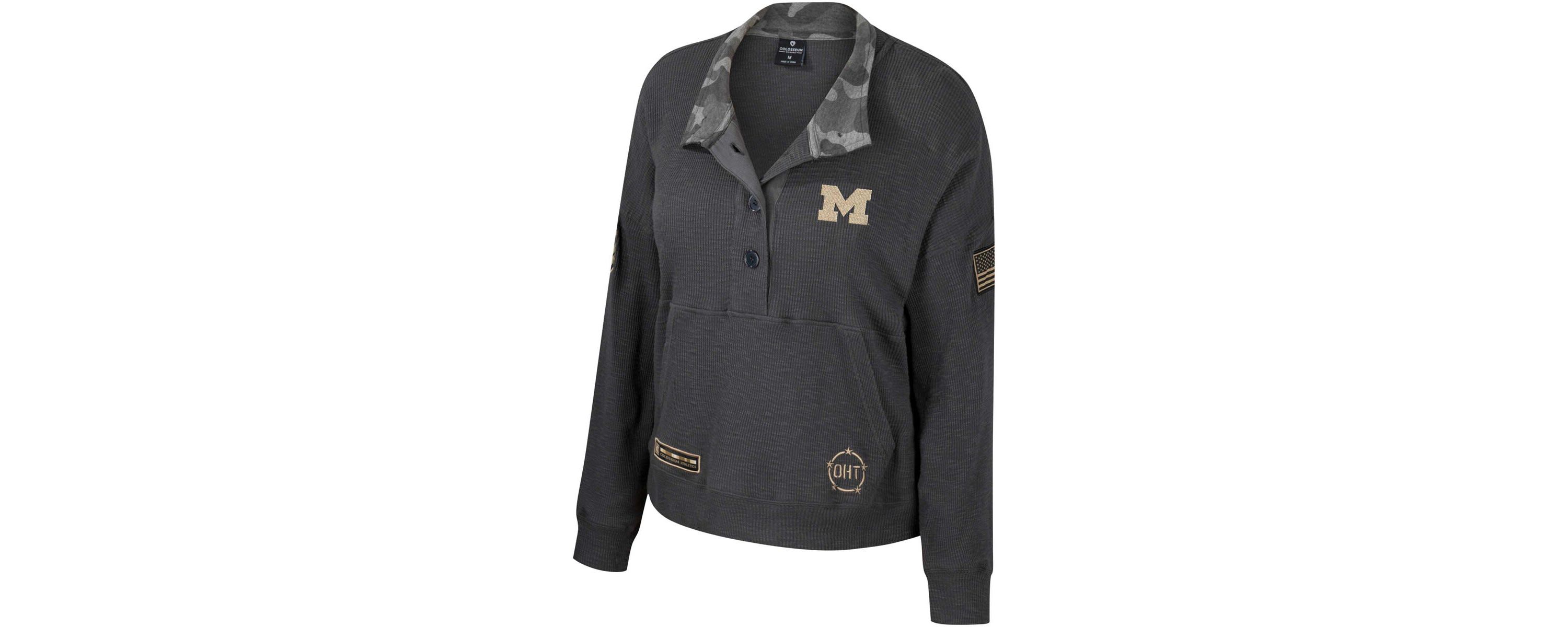 NCAA Michigan Wolverines OHT Military Appreciation Payback Henley Thermal Sweatshirt