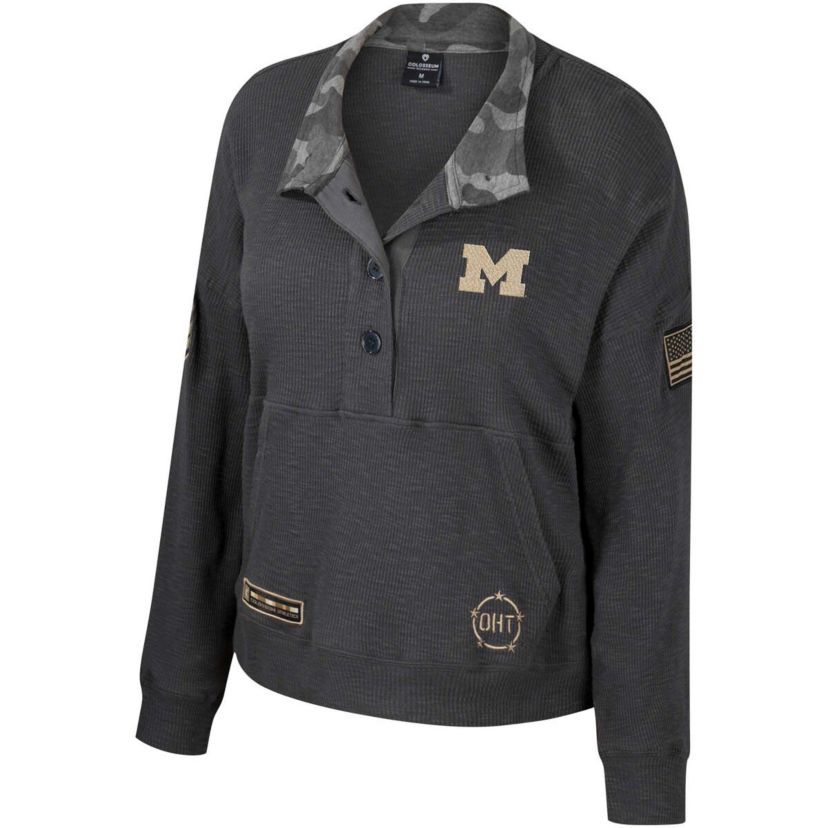 NCAA Michigan Wolverines OHT Military Appreciation Payback Henley Thermal Sweatshirt