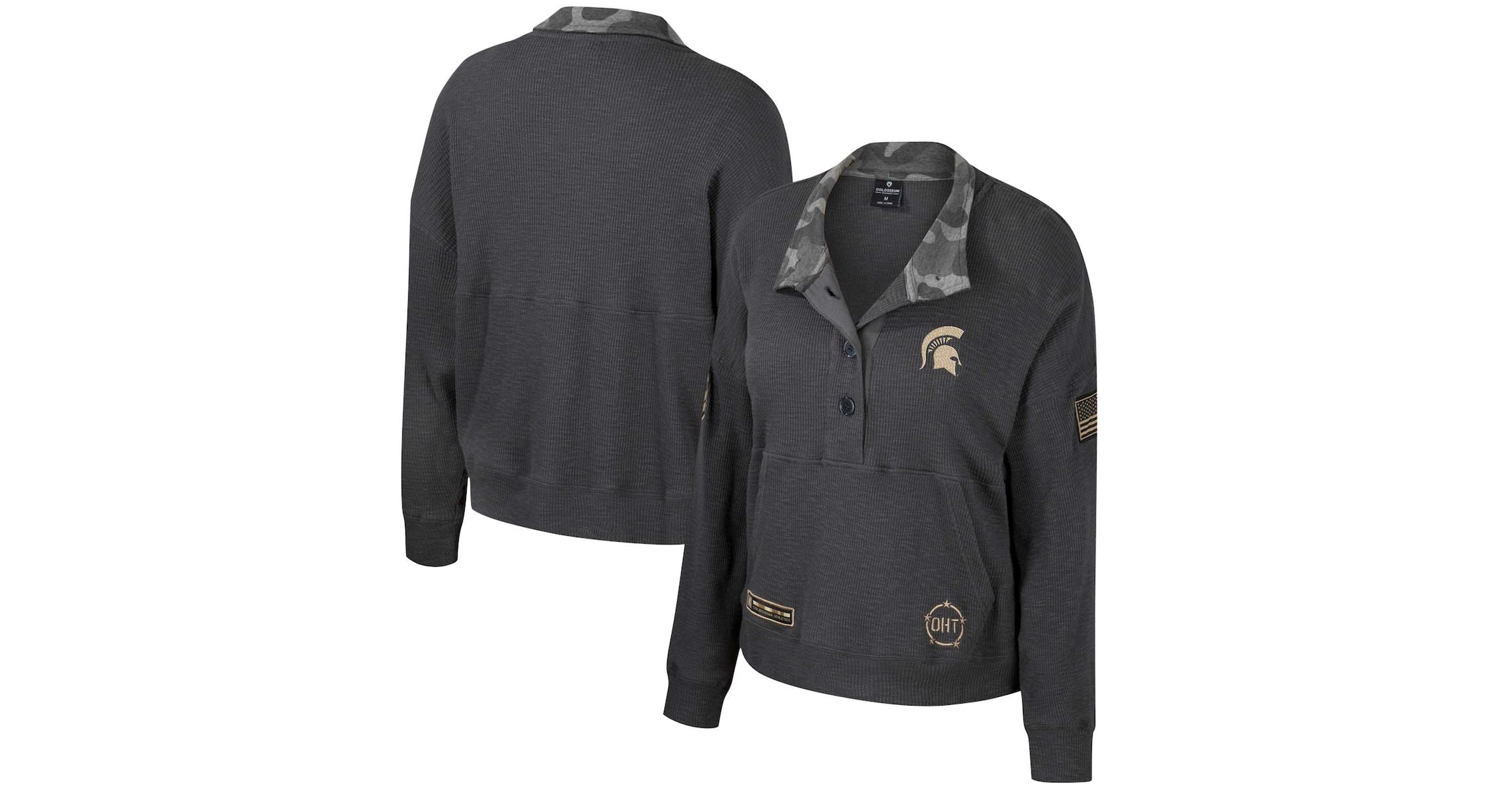 NCAA Michigan State Spartans OHT Military Appreciation Payback Henley Thermal Sweatshirt