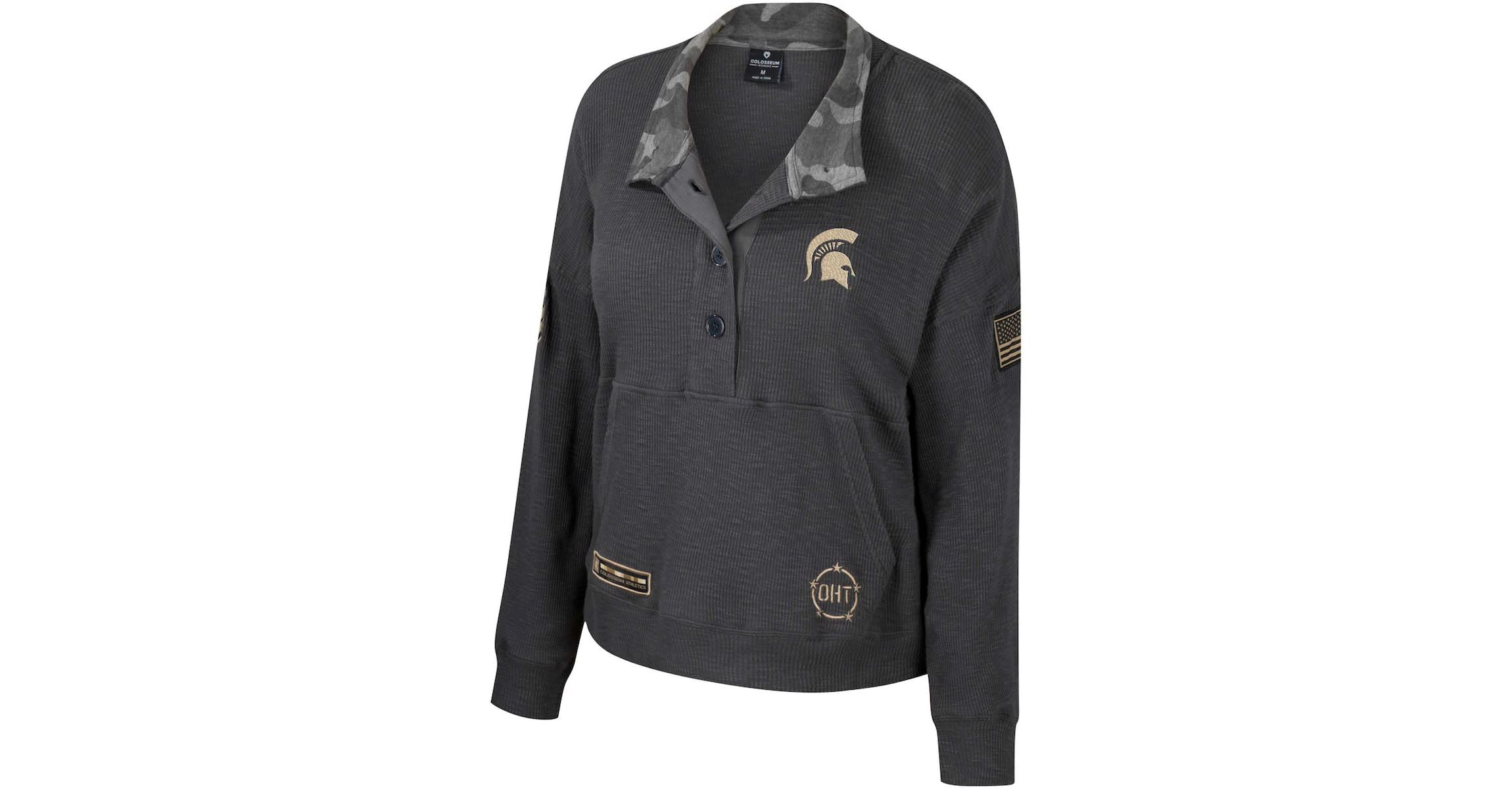 NCAA Michigan State Spartans OHT Military Appreciation Payback Henley Thermal Sweatshirt