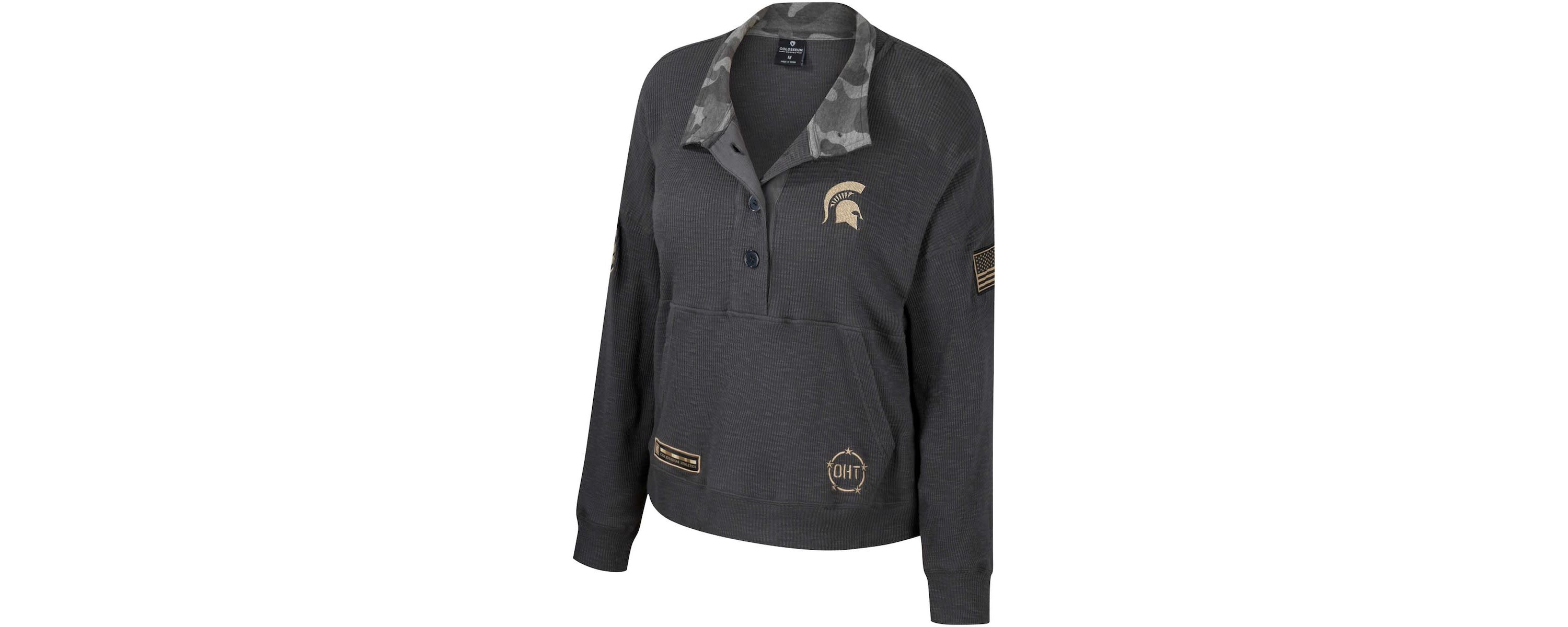 NCAA Michigan State Spartans OHT Military Appreciation Payback Henley Thermal Sweatshirt