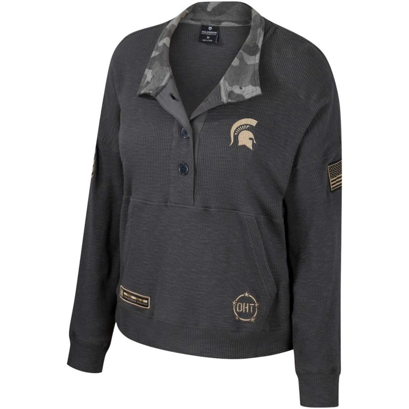 NCAA Michigan State Spartans OHT Military Appreciation Payback Henley Thermal Sweatshirt