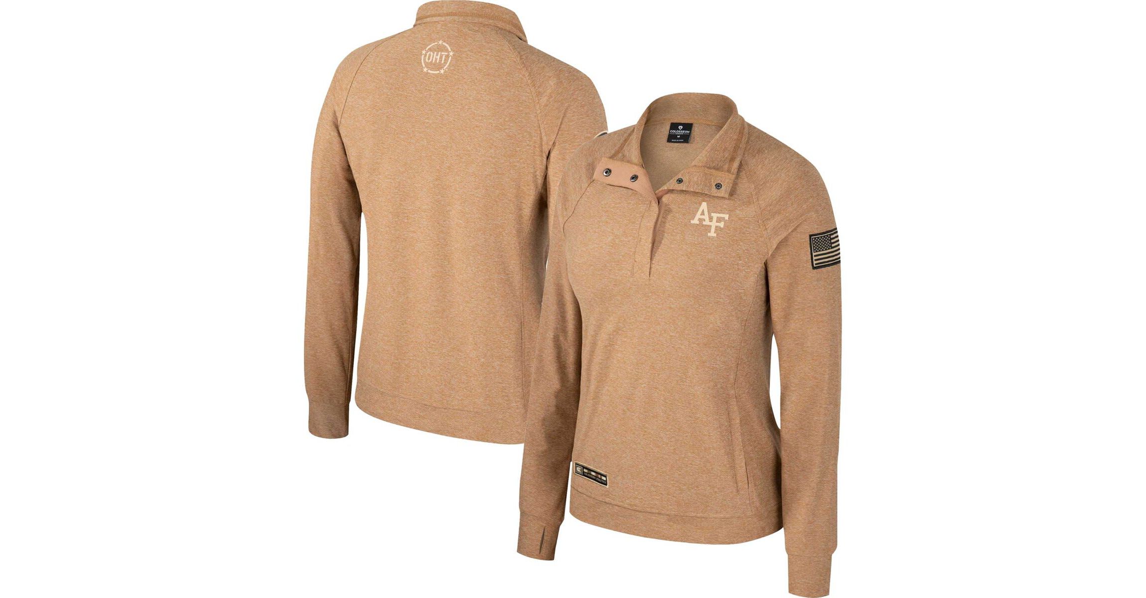 NCAA Air Force Falcons OHT Military Appreciation Sand Tatum Quarter-Snap Raglan Jacket