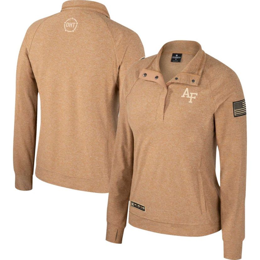 NCAA Air Force Falcons OHT Military Appreciation Sand Tatum Quarter-Snap Raglan Jacket
