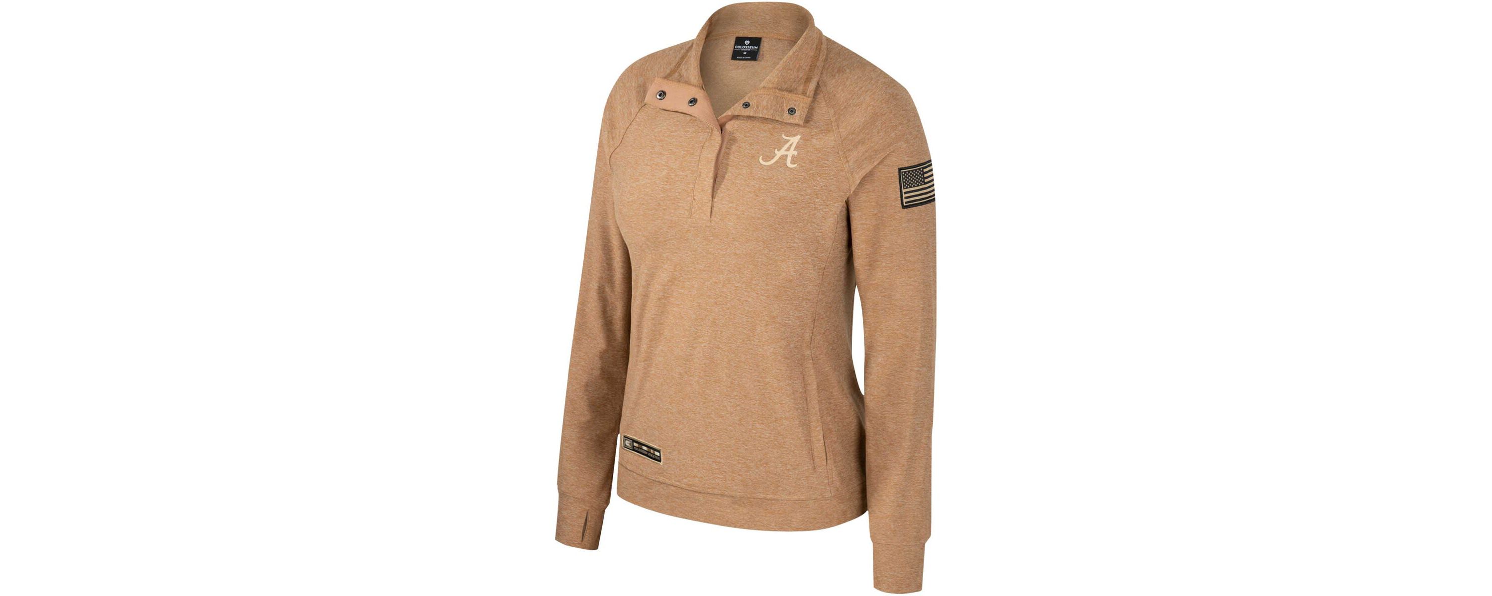 Alabama Crimson Tide NCAA Alabama Tide OHT Military Appreciation Sand Tatum Quarter-Snap Raglan Jacket