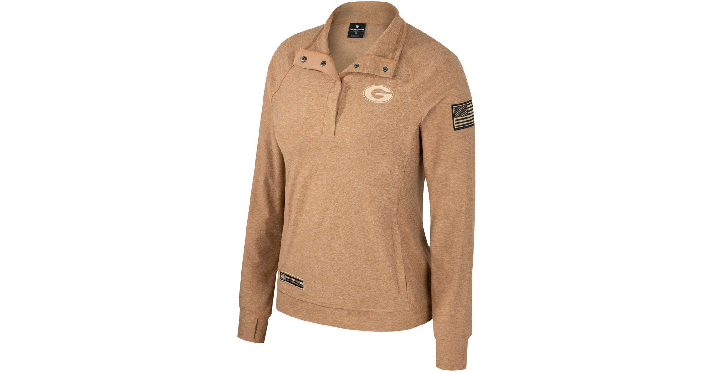 NCAA Georgia Bulldogs OHT Military Appreciation Sand Tatum Quarter-Snap Raglan Jacket