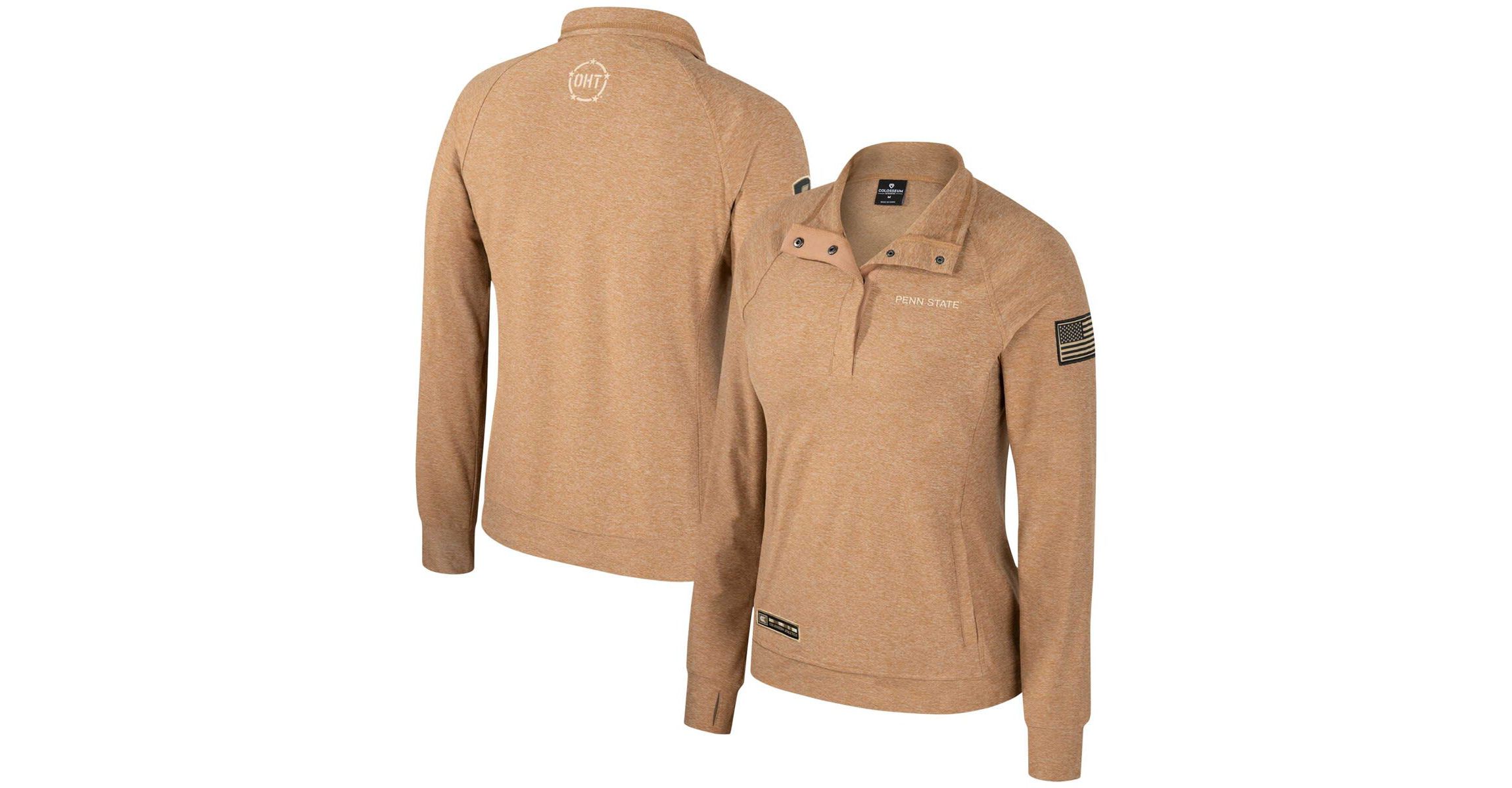 NCAA Penn State Nittany Lions OHT Military Appreciation Sand Tatum Quarter-Snap Raglan Jacket