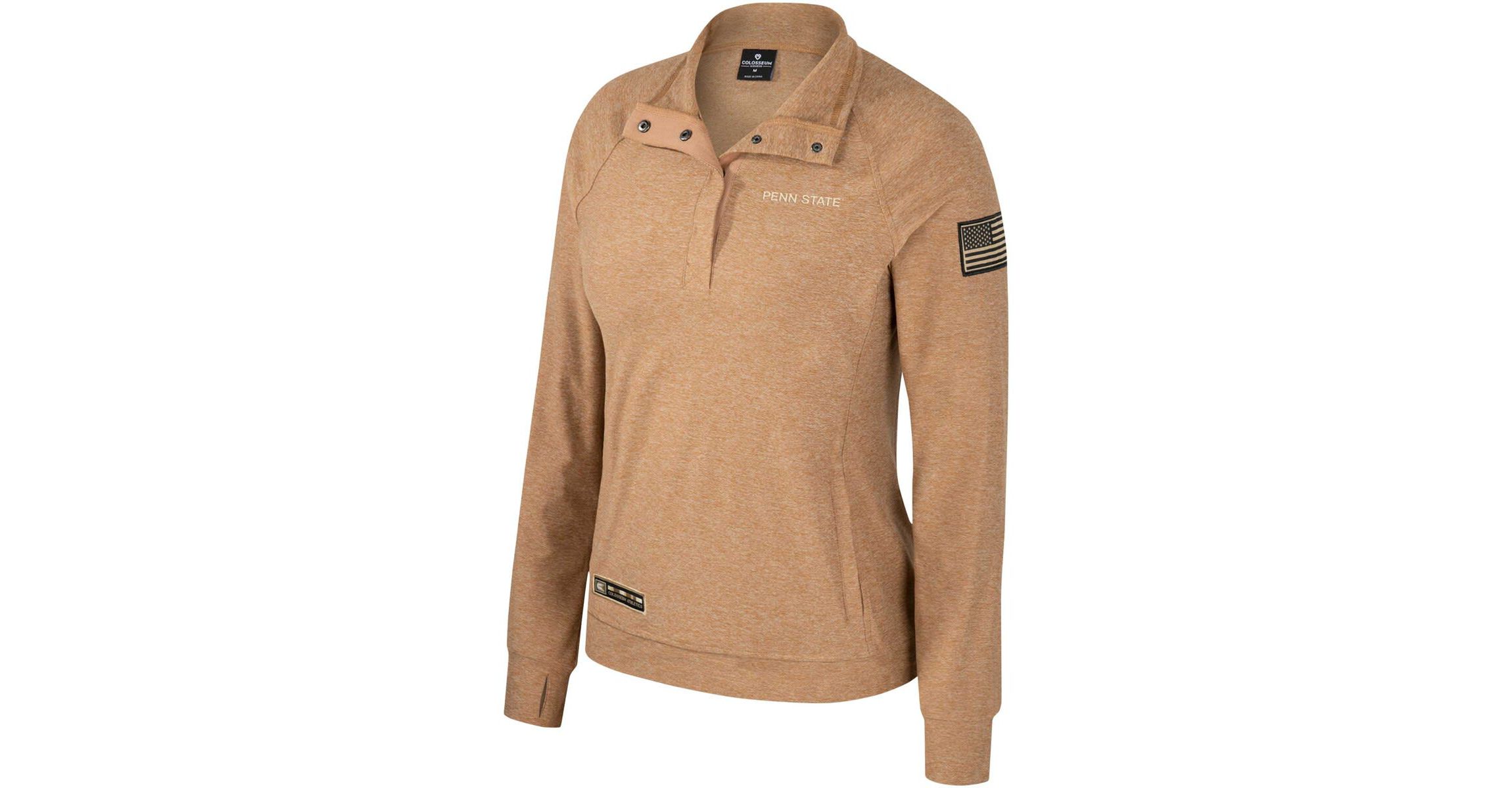 NCAA Penn State Nittany Lions OHT Military Appreciation Sand Tatum Quarter-Snap Raglan Jacket