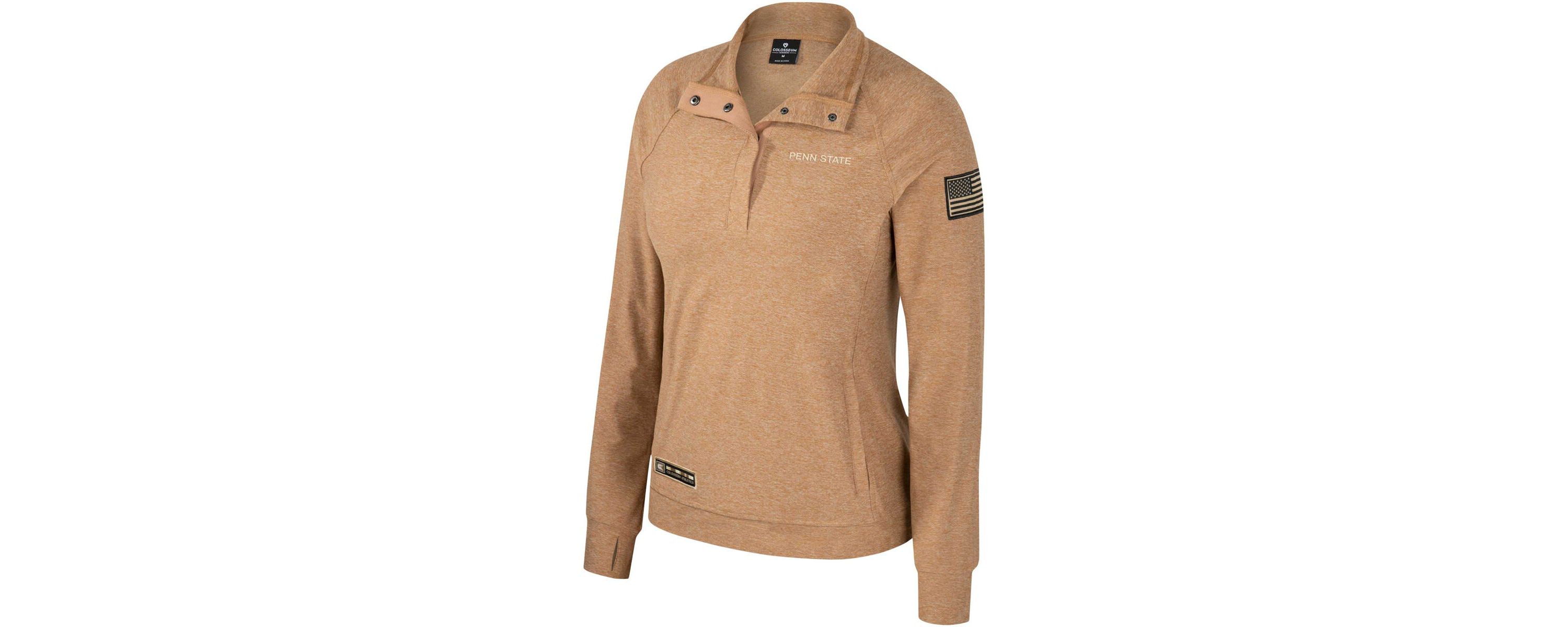 NCAA Penn State Nittany Lions OHT Military Appreciation Sand Tatum Quarter-Snap Raglan Jacket