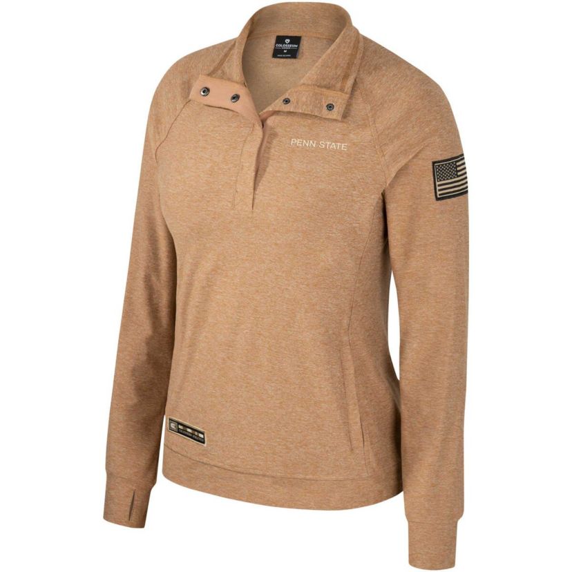 NCAA Penn State Nittany Lions OHT Military Appreciation Sand Tatum Quarter-Snap Raglan Jacket