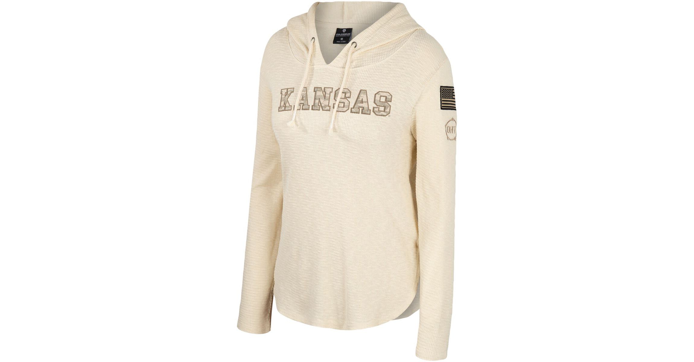 NCAA Kansas Jayhawks OHT Military Appreciation Casey Raglan Long Sleeve Hoodie T-Shirt