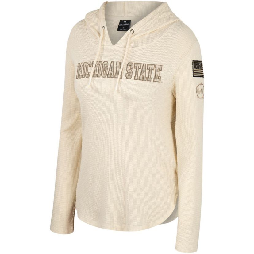 NCAA Michigan State Spartans OHT Military Appreciation Casey Raglan Long Sleeve Hoodie T-Shirt
