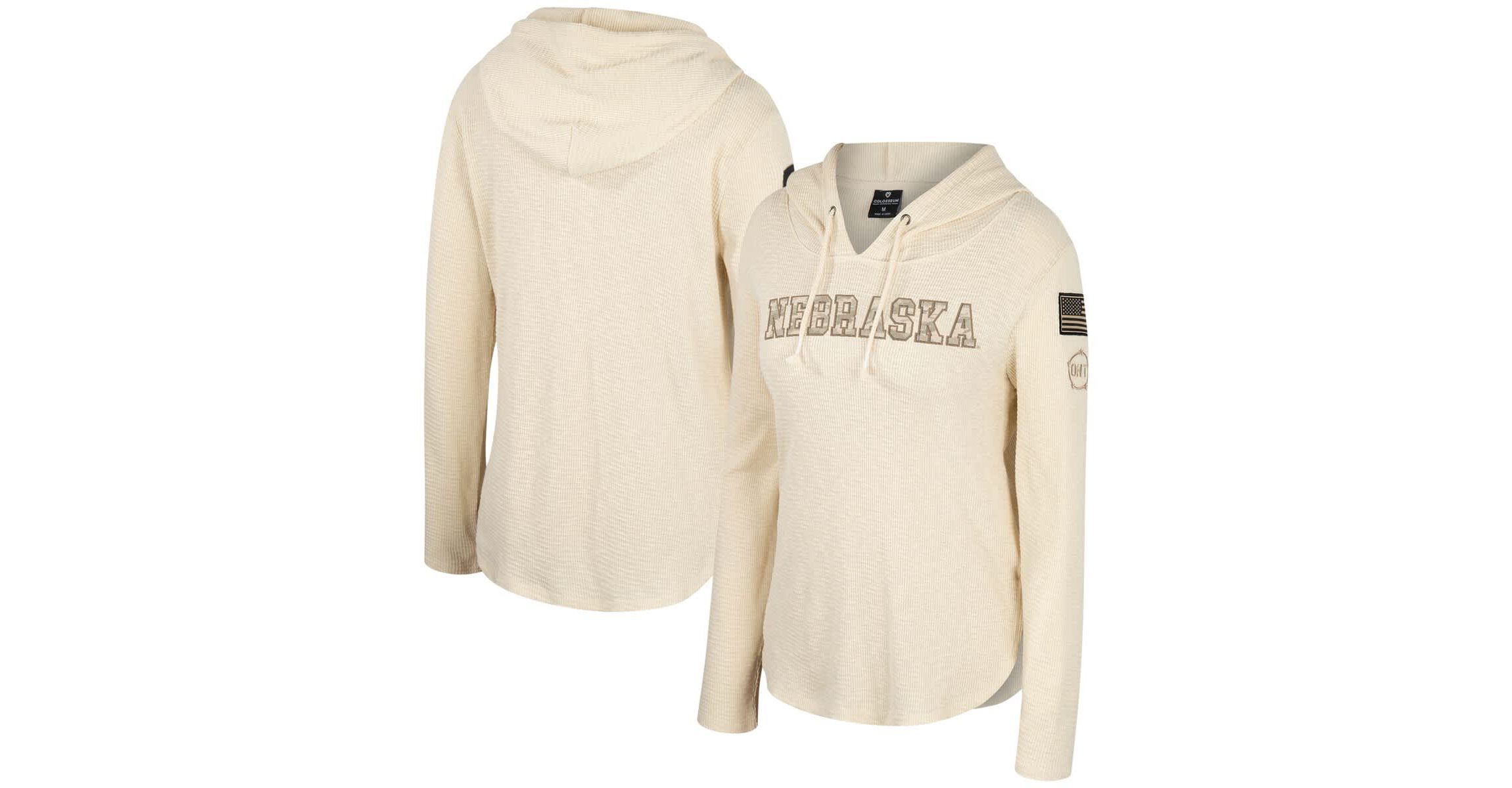 NCAA Nebraska Huskers OHT Military Appreciation Casey Raglan Long Sleeve Hoodie T-Shirt