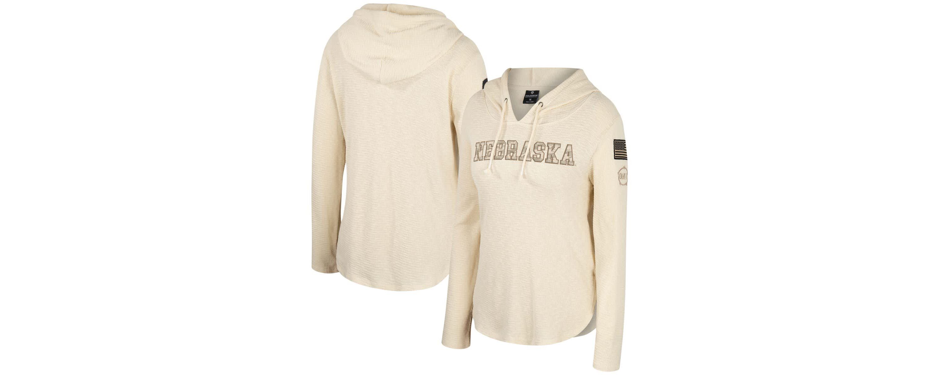 NCAA Nebraska Huskers OHT Military Appreciation Casey Raglan Long Sleeve Hoodie T-Shirt