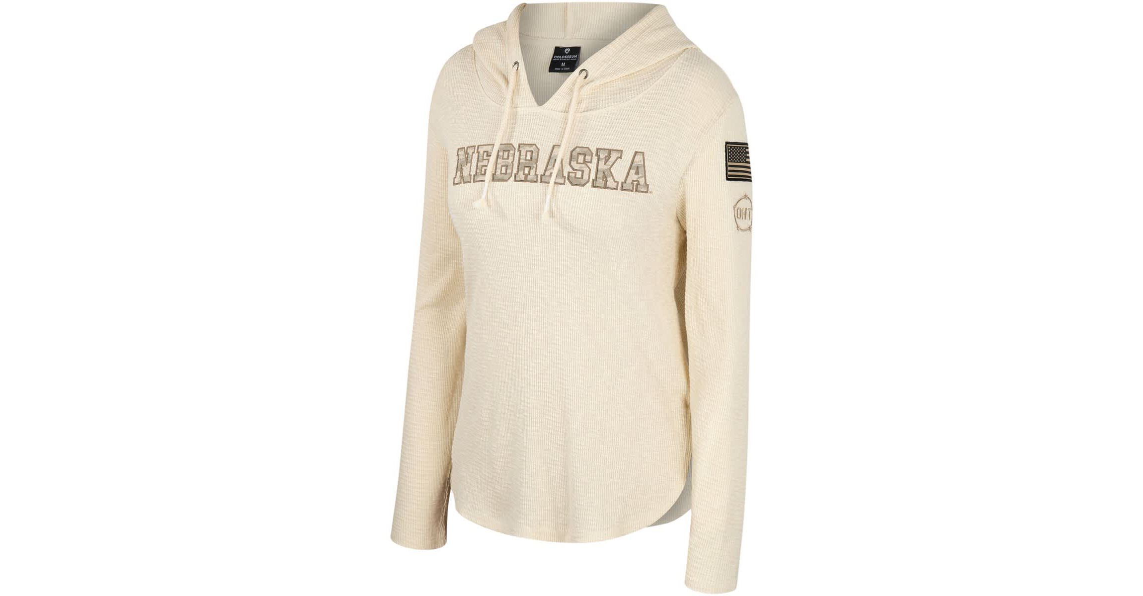 NCAA Nebraska Huskers OHT Military Appreciation Casey Raglan Long Sleeve Hoodie T-Shirt